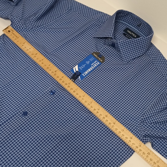 Nautica|long sleeve Dress shirt slim fit Mens Sz 14/14 1/2 32/33 Small plaid NWT - Picture 7 of 12